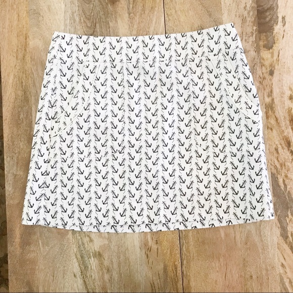 J. Crew Mini Skirt 6 Anchor Print Boating Sailing - Picture 1 of 7